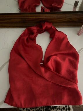 Wilfred Red Satin Halter